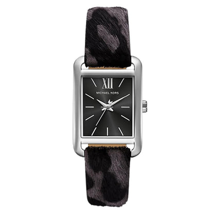 Michael Kors Emery MKo1199 Black Dial Grey Leopard Print Leather Strap Women's Watch