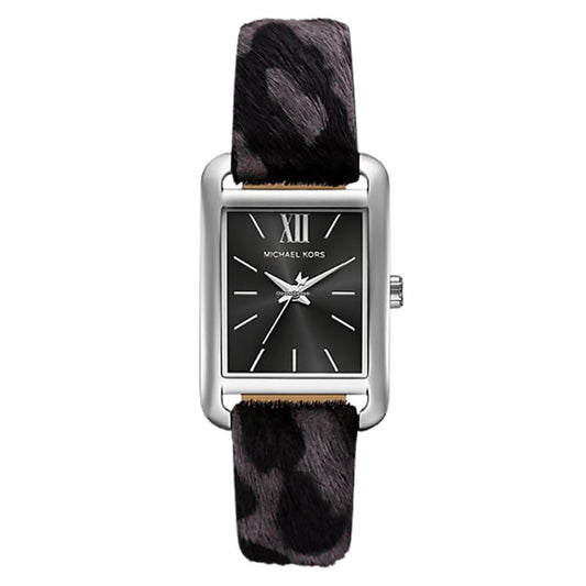 Michael Kors Emery MKo1199 Black Dial Grey Leopard Print Leather Strap Women's Watch