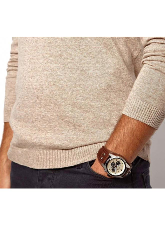 Fossil Fossil Coachman Chronograph Men’s Watch CH2890 – White Dial with Brown Leather Strap