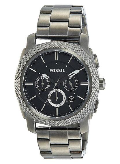 Fossil Men’s FS4662 Water Resistant Analog Watch – 42mm Stainless Steel Silver Bracelet, Black Dial