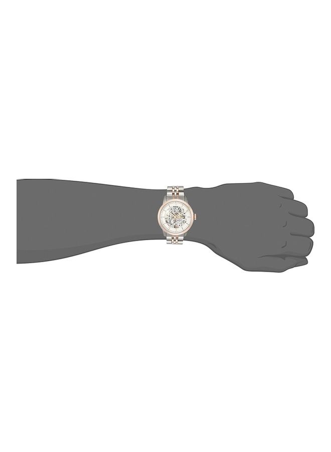 Fossil Townsman Automatic Skeleton Watch for Men ME3075 – White Skeleton Dial, Two-Tone Stainless Steel, 40mm