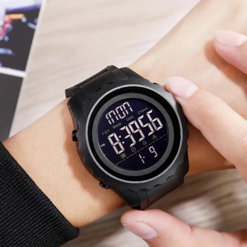 ساعة SKMEI 1624 رياضية متعددة الوظائف - أخضر جيشي مموه، ستوب ووتش LED مقاومة للماء