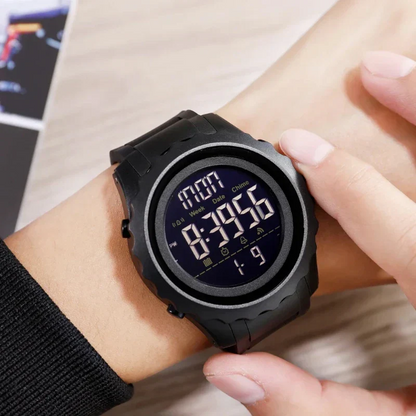 ساعة SKMEI 1624 رياضية متعددة الوظائف - أخضر جيشي مموه، ستوب ووتش LED مقاومة للماء