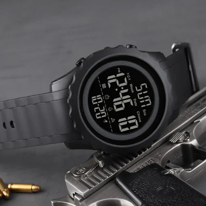 ساعة SKMEI 1624 رياضية متعددة الوظائف - أخضر جيشي مموه، ستوب ووتش LED مقاومة للماء