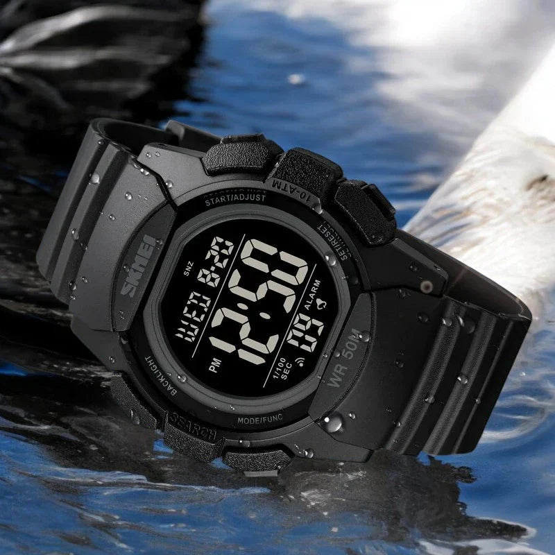 SKMEI 1771 ساعة رياضية ثنائية التوقيت وكرونوغراف لون أسود