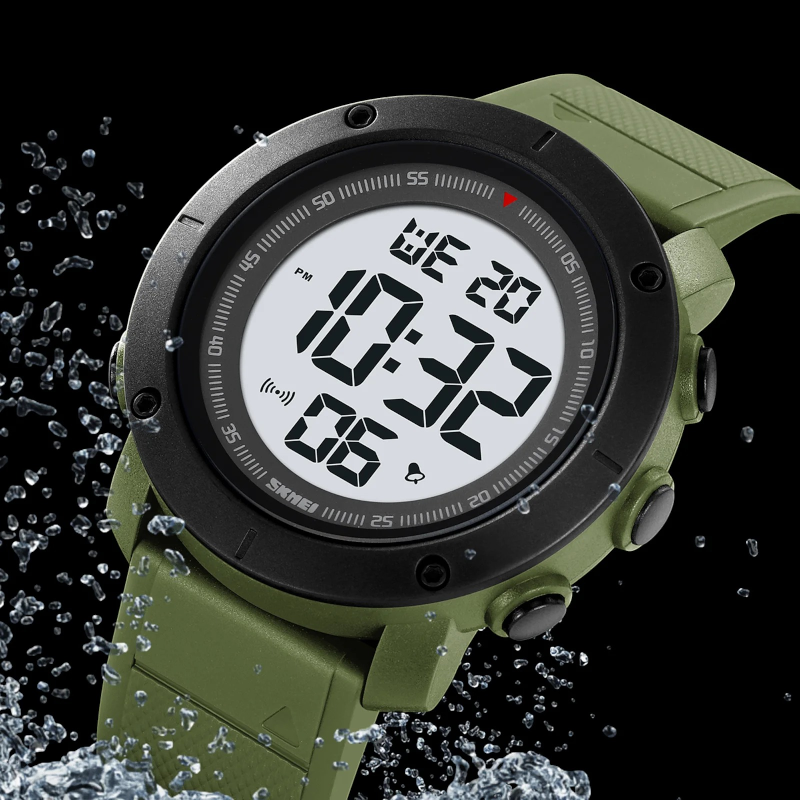 ساعة SKMEI 2122 كرونوغراف رياضية كاجوال مقاومة للماء للرجال اسود داكن