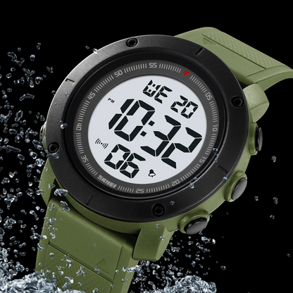 ساعة SKMEI 2122 كرونوغراف رياضية كاجوال مقاومة للماء للرجال اسود داكن