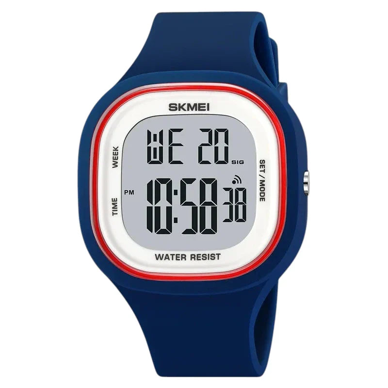 ساعة SKMEI 2290 رياضية رقمية مقاومة للماء بلون ازرق رياضي للجنسين بسوار مطاطي
