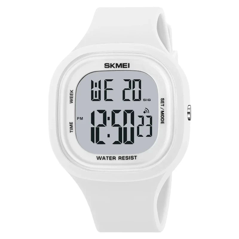 ساعة SKMEI 2290 رياضية للجنسين رقمية مقاومة للماء متعددة الوظائف ابيض سيليكون