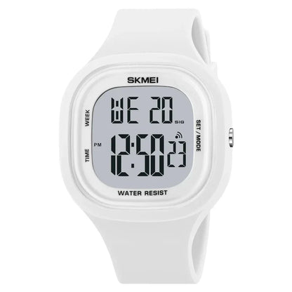 ساعة SKMEI 2290 رياضية للجنسين رقمية مقاومة للماء متعددة الوظائف ابيض سيليكون
