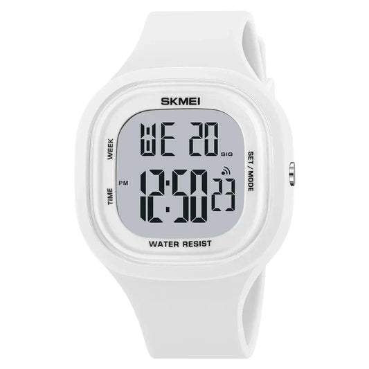 ساعة SKMEI 2290 رياضية للجنسين رقمية مقاومة للماء متعددة الوظائف ابيض سيليكون