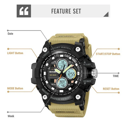 SKMEI 2349 ساعة رياضية رقمية متعددة الوظائف مقاومة للماء اسود