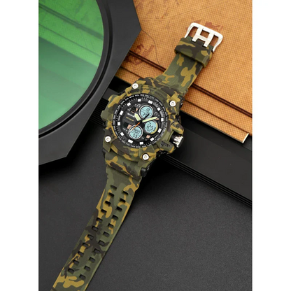 ساعة SKMEI 2349 رياضية متعددة الوظائف رقمي مع عقارب تدعم 3 اوقات, منبه, تقويم, ساعة إيقاف, مؤقت تنازلي اخضر جيشي مموه