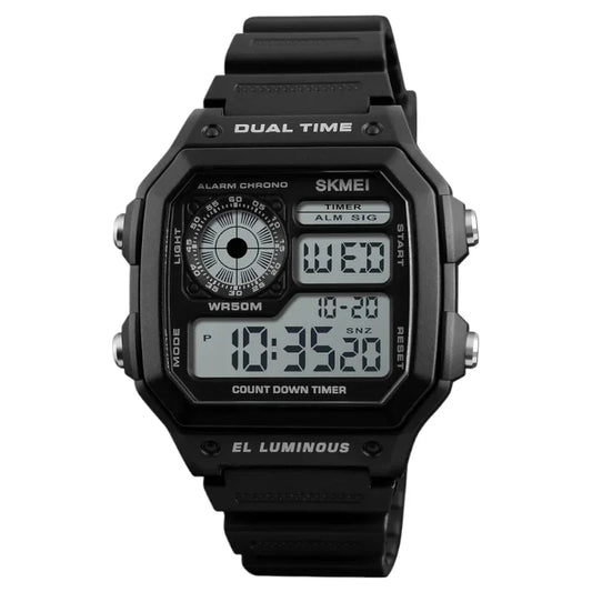 SKMEI 1299 ساعة رقمية رياضية متعددة الوظائف اسود