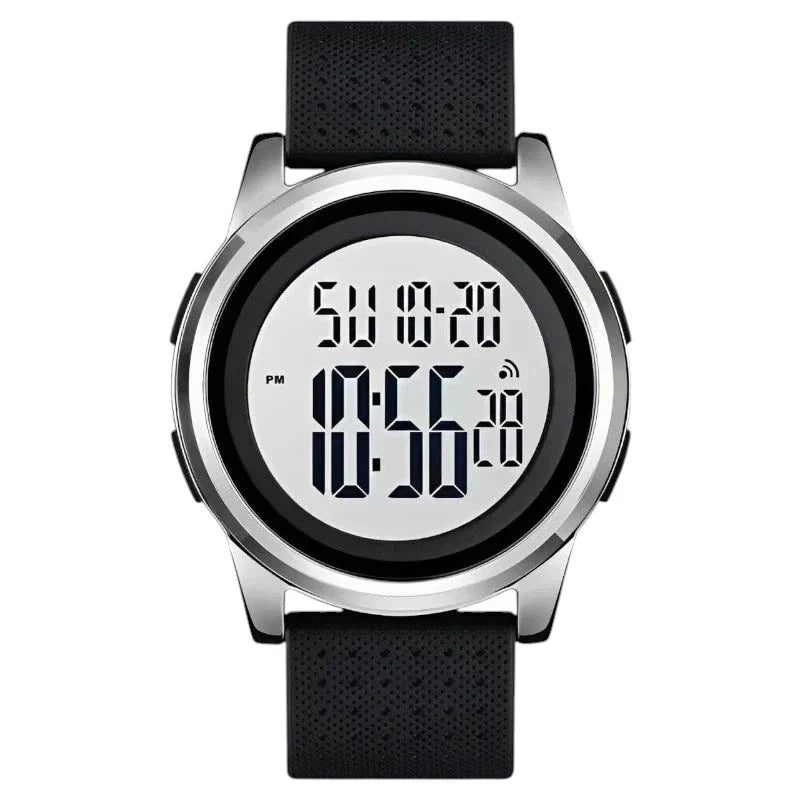 ساعة سكمي 1502 الرقمية فائقة النحافة هيكل فضي وميناء واضح