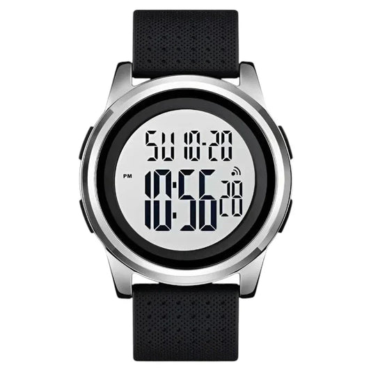 ساعة سكمي 1502 الرقمية فائقة النحافة هيكل فضي وميناء واضح