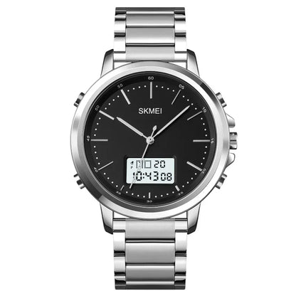 ساعة سكمي 1652 بشاشة مزدوجة ستانلس ستيل فضي وشاشة رقمية