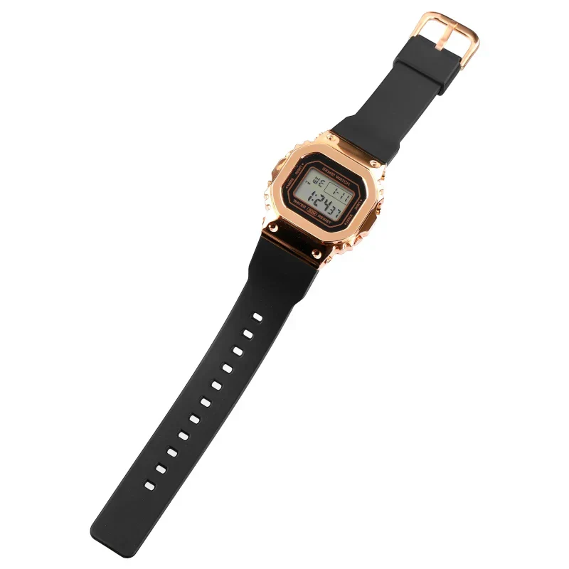 ساعة سكمي 1796 رياضية رقمية تصميم مربع فضي وأسود