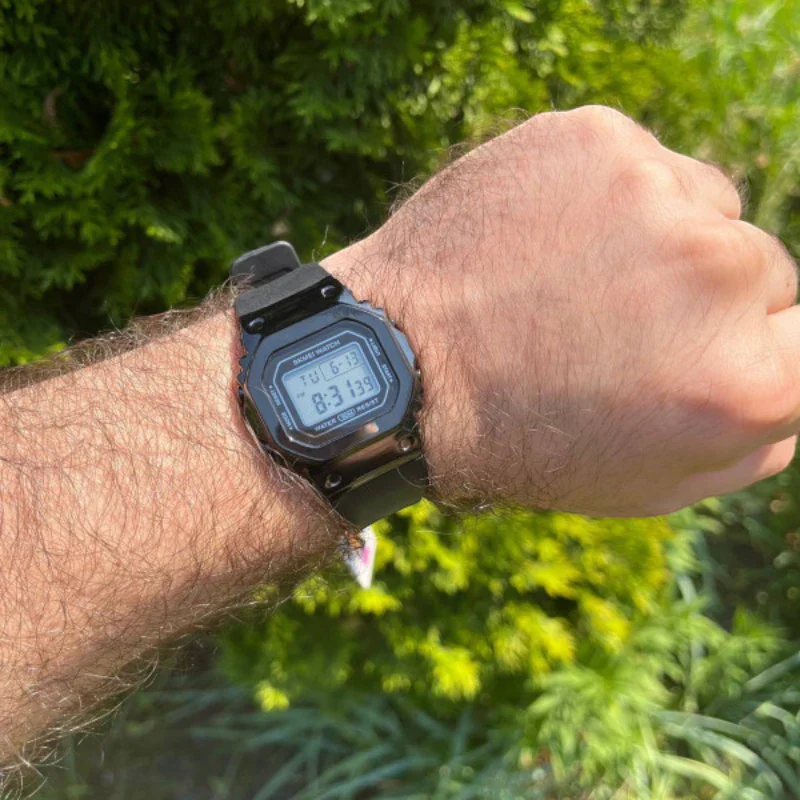 SKMEI 1796 ساعة رياضية ستيل بولي يوريثان أسود أخضر