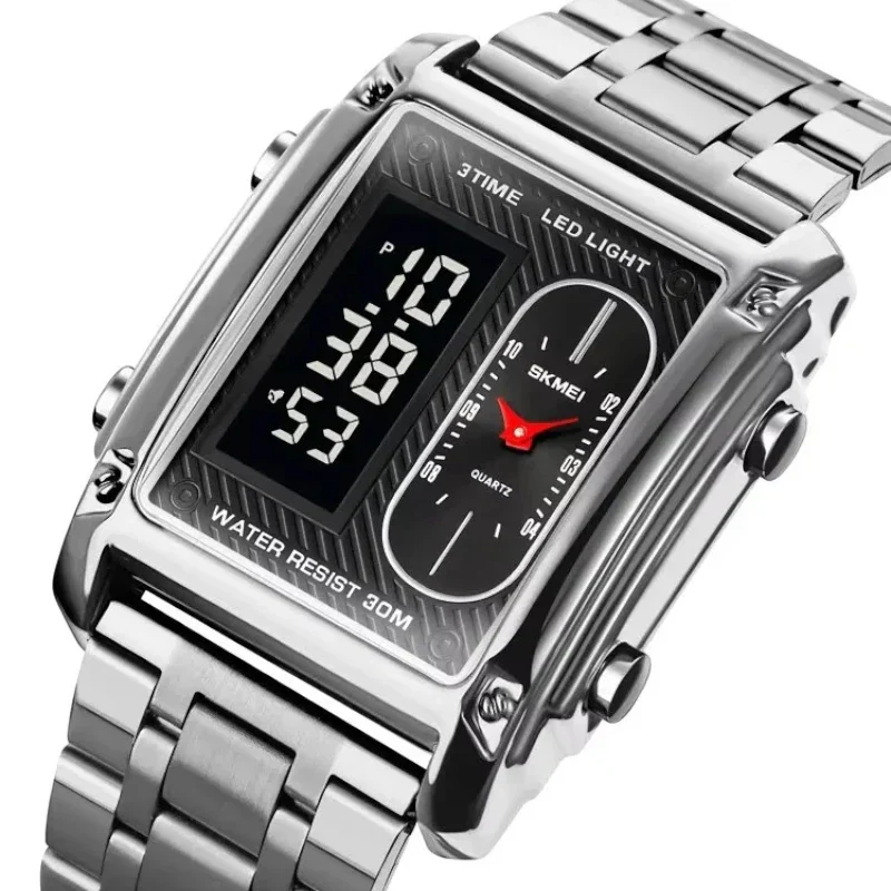 ساعة سكمي 1868 الكلاسيكية للرجال | ستانلس ستيل فضي ومينا أسود