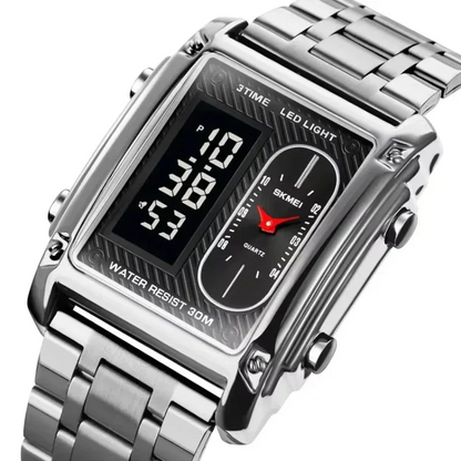 ساعة سكمي 1868 الكلاسيكية للرجال | ستانلس ستيل فضي ومينا أسود