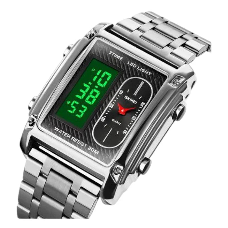 ساعة سكمي 1868 الكلاسيكية للرجال | ستانلس ستيل فضي ومينا أسود