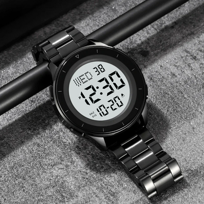 SKMEI 2167 ساعة رقمية عصرية بلون فضي من الستيل