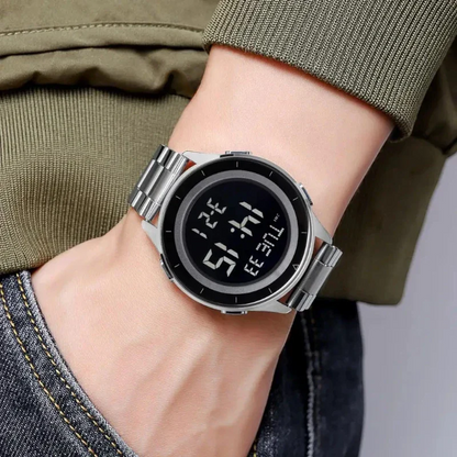 SKMEI 2167 ساعة رقمية عصرية بلون فضي من الستيل