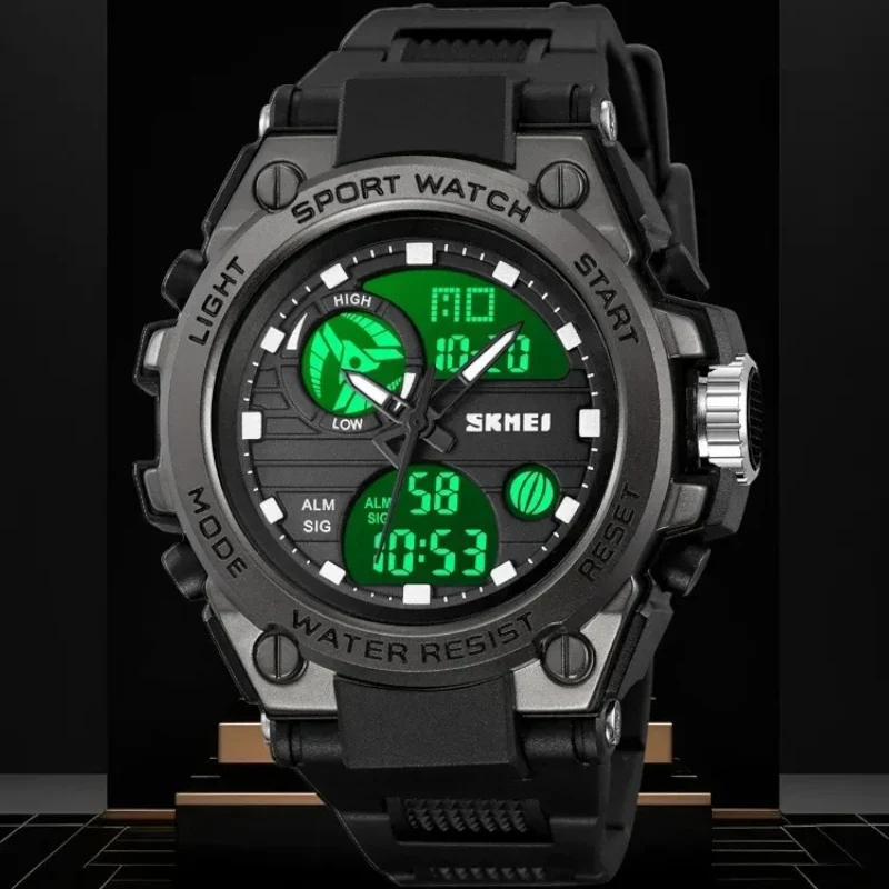 SKMEI 2360 ساعة رياضية رقمية تناظرية اسود ذهبي
