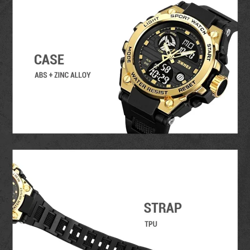 SKMEI 2360 ساعة رياضية تناظرية رقمية باللون الأسود