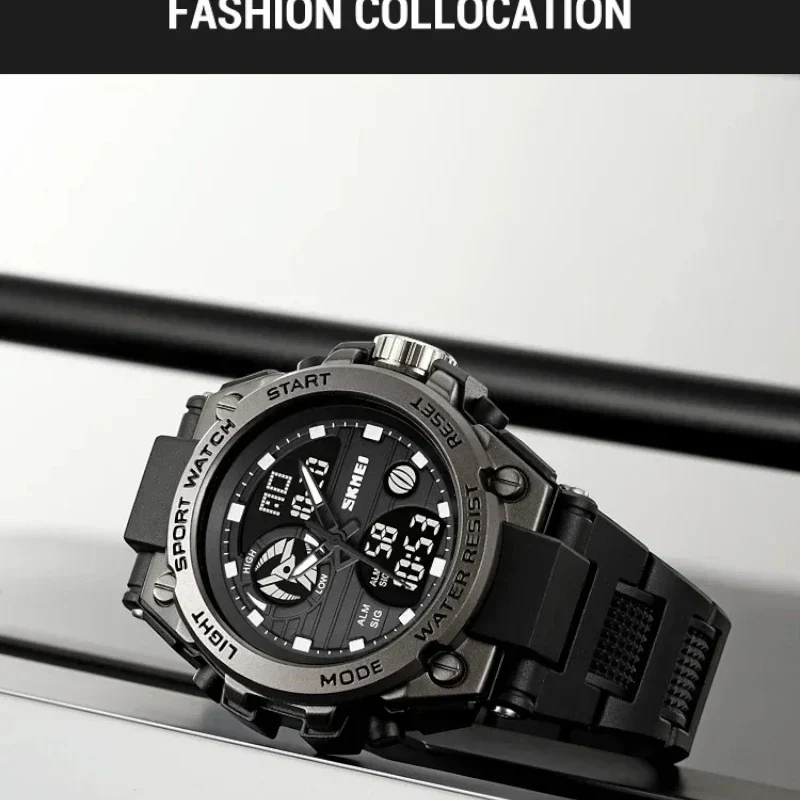 SKMEI 2360 ساعة رياضية رقمية تناظرية اسود ذهبي