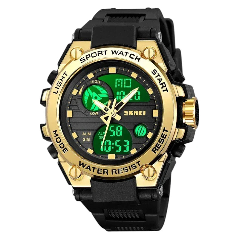 SKMEI 2360 ساعة رياضية رقمية تناظرية اسود ذهبي