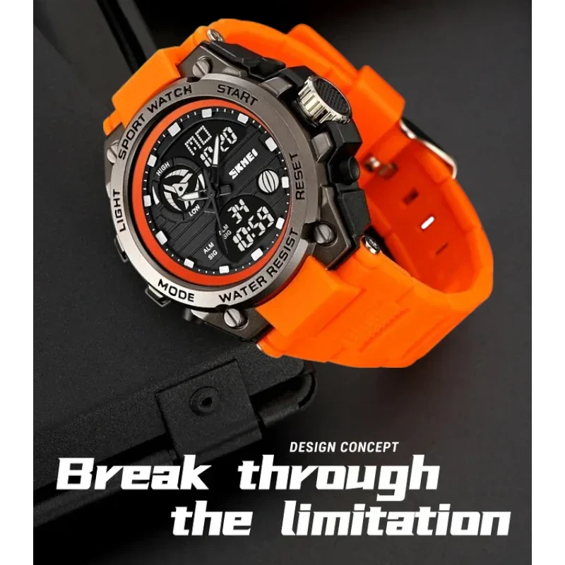 SKMEI 2360 ساعة رياضية تناظرية رقمية باللون الأسود