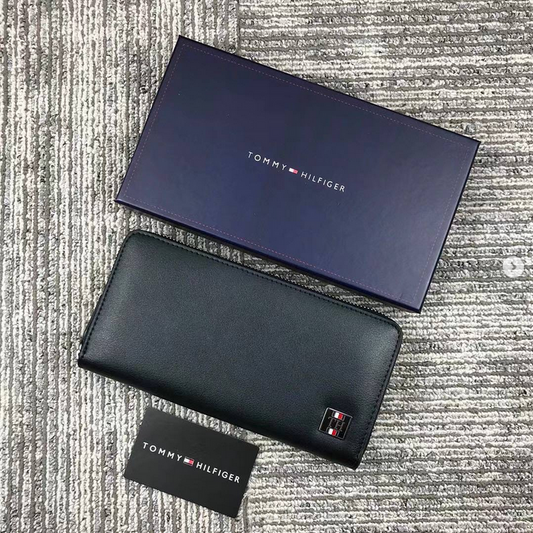 TH Long Black Leather Wallet For Unisex 35#