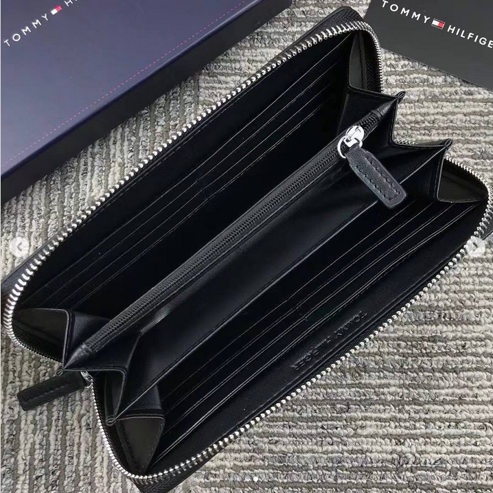 TH Long Black Leather Wallet For Unisex 35#