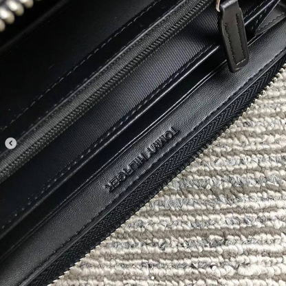 TH Long Black Leather Wallet For Unisex 35#