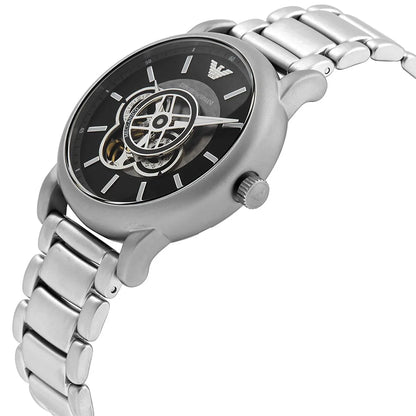 Emporio Armani Luigi AR60021 Meccanico Automatic Open-Heart Black Dial Watch