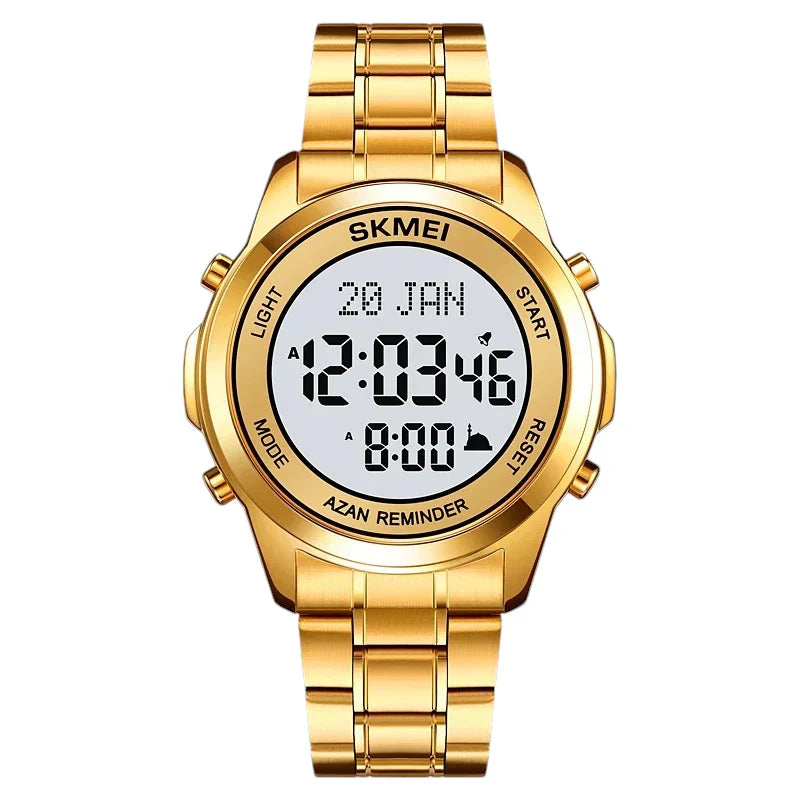 Skmei 2097 ساعة اوقات الصلاة ستيل ذهبي