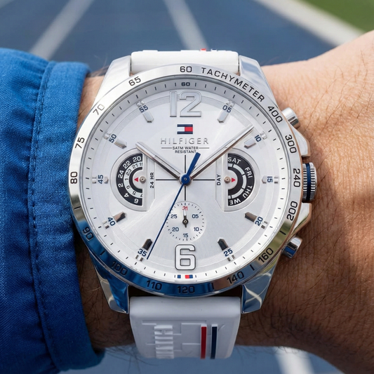 Tommy Hilfiger Men's Sport Multi-Function Watch – Model 1710676– White Silicone Strap