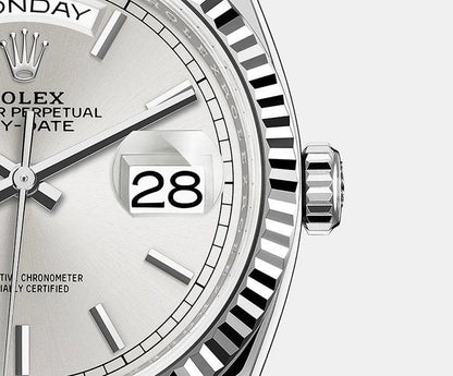 Rolex Day-Date Watch For Men - Silver Dial