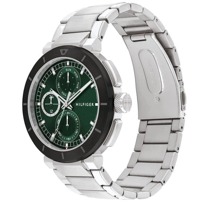 Tommy Hilfiger 1710509 Men’s Multi-Function Watch – Green Dial & Silver Stainless-Steel Bracelet