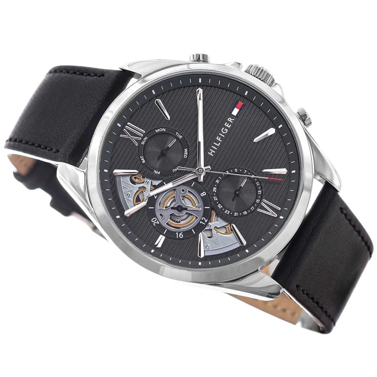 Tommy Hilfiger Men's Multi-Function Watch – Model 1710644 – Black Leather Strap