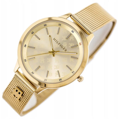 Tommy Hilfiger Women’s Gold Monogram Mesh Watch – Model 1782588