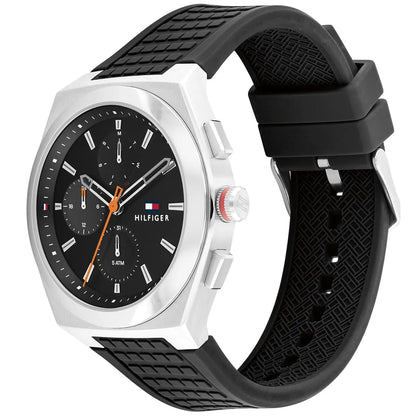 Tommy Hilfiger Connor 1791898 Men’s Black Dial Black Silicone Multi-Function Watch