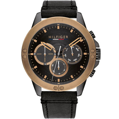 Tommy Hilfiger Harley 1791893 Men’s Black Dial Black Leather Multi-Function Watch