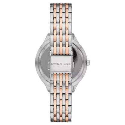 Michael Kors Mindy MK7077 Women’s Mother of Pearl Dial Two-Tone Bracelet Multi-Function Watch