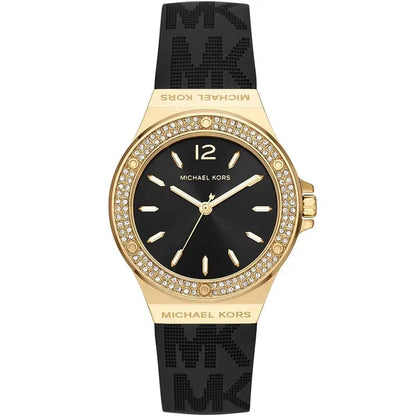 Michael Kors Lennox MK7281 Women’s Gold Case Black Silicone Strap Analog Watch