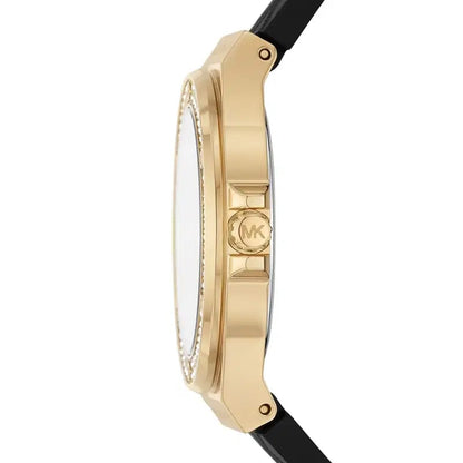 Michael Kors Lennox MK7281 Women’s Gold Case Black Silicone Strap Analog Watch