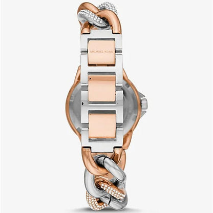 Michael Kors MK6843 Women’s Rose Gold & Silver Mini Camille Crystal Chain-Link Watch