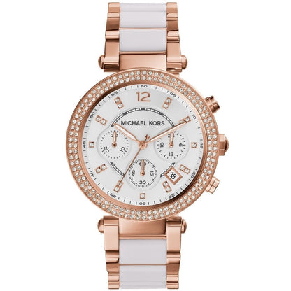 Michael Kors MK5774 Parker Women’s White Dial Rose Gold Chronograph Watch